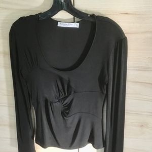 Christian Dior sexy long sleeve black top.
